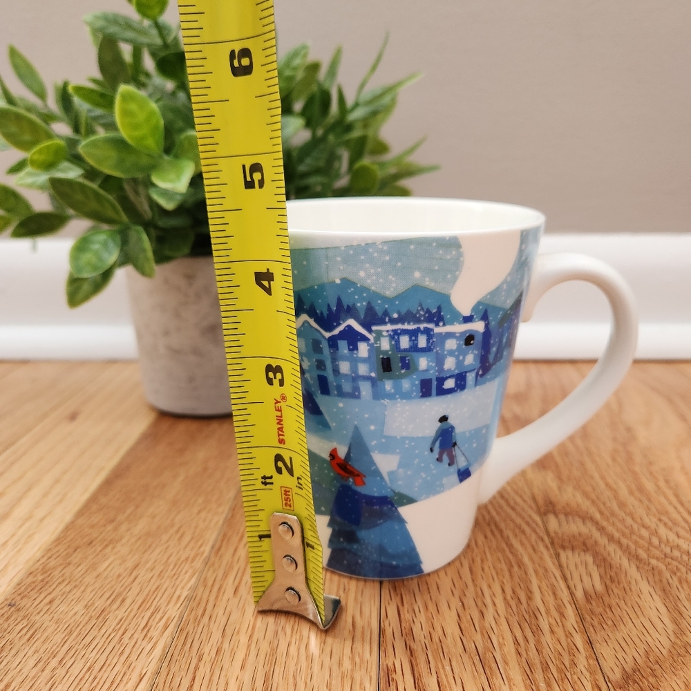 The Second Cup Coffee Co. Winter Scene, Blue & White Mug - Picture 7 of 8